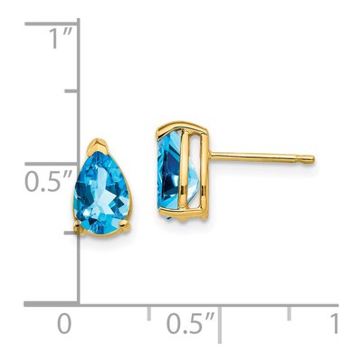 14K Yellow Gold Swiss Blue Topaz Pear Stud Earrings – view 5