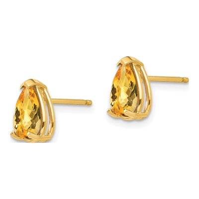 14K Yellow Gold Citrine Pear Stud Earrings – view 2
