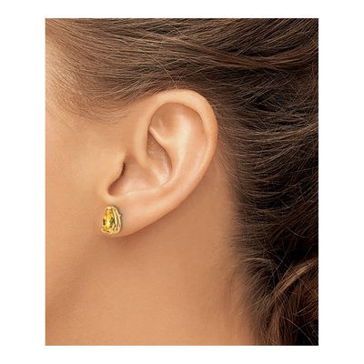 14K Yellow Gold Citrine Pear Stud Earrings – view 3