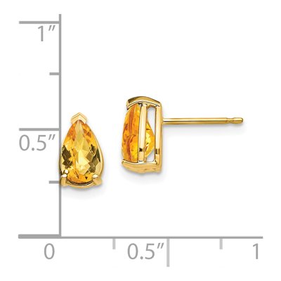 14K Yellow Gold Citrine Pear Stud Earrings – view 4