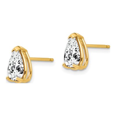 14K Yellow Gold CZ Pear Stud Earrings – view 2