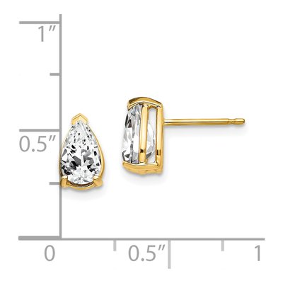 14K Yellow Gold CZ Pear Stud Earrings – view 4