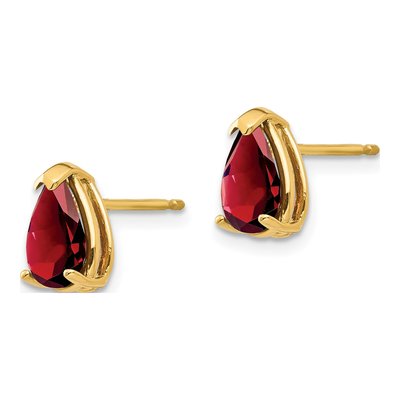 14K Yellow Gold Garnet Pear Stud Earrings – view 2