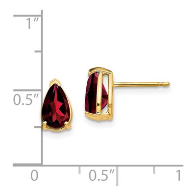14K Yellow Gold Garnet Pear Stud Earrings – view 4