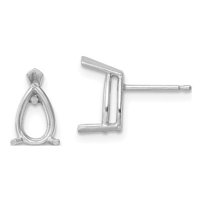 14K White Gold Pear Earring Mounting