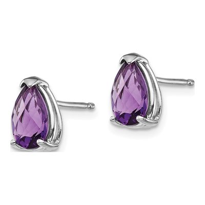 14K White Gold Amethyst Pear Stud Earrings – view 2