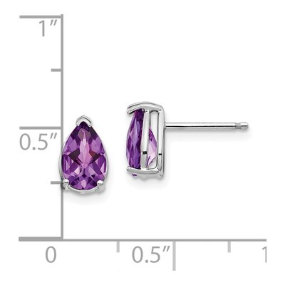 14K White Gold Amethyst Pear Stud Earrings – view 4