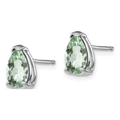 14K White Gold Green Quartz Pear Stud Earrings – view 2