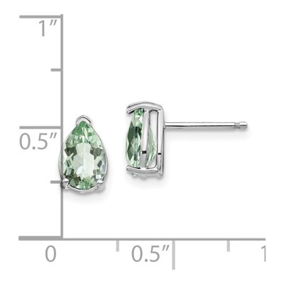14K White Gold Green Quartz Pear Stud Earrings – view 4