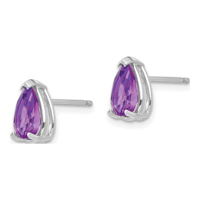 14K White Gold Amethyst Pear Stud Earrings – view 2