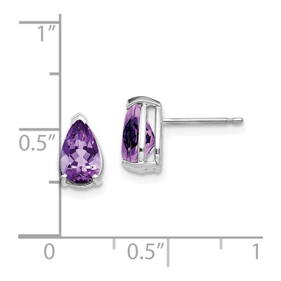 14K White Gold Amethyst Pear Stud Earrings – view 4