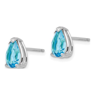 14K White Gold Swiss Blue Topaz Pear Stud Earrings – view 2