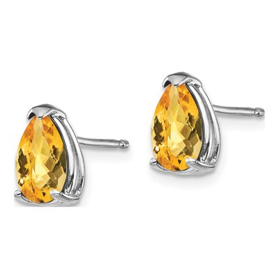 14K White Gold Citrine Pear Stud Earrings – view 2