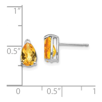 14K White Gold Citrine Pear Stud Earrings – view 4