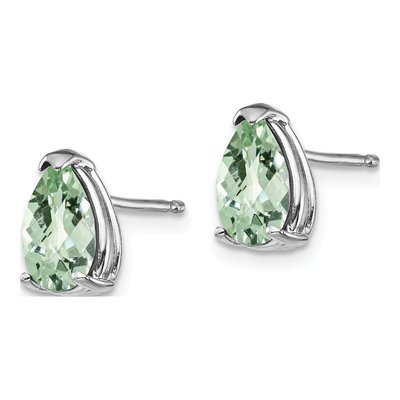 14K White Gold Green Quartz Pear Stud Earrings – view 2