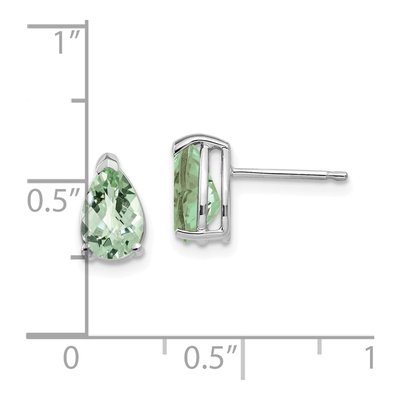 14K White Gold Green Quartz Pear Stud Earrings – view 4