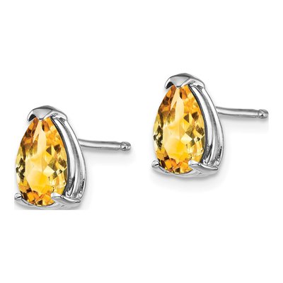 14K White Gold Citrine Pear Stud Earrings – view 2