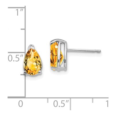14K White Gold Citrine Pear Stud Earrings – view 4