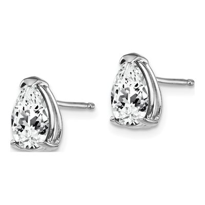 14K White Gold CZ Pear Stud Earrings – view 2