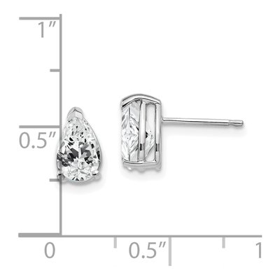 14K White Gold CZ Pear Stud Earrings – view 4