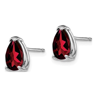 14K White Gold Garnet Pear Stud Earrings – view 2