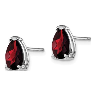 14K White Gold Garnet Pear Stud Earrings – view 2