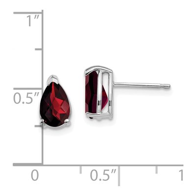 14K White Gold Garnet Pear Stud Earrings – view 4