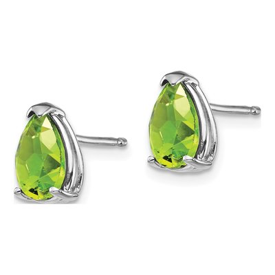 14K White Gold Peridot Pear Stud Earrings – view 2