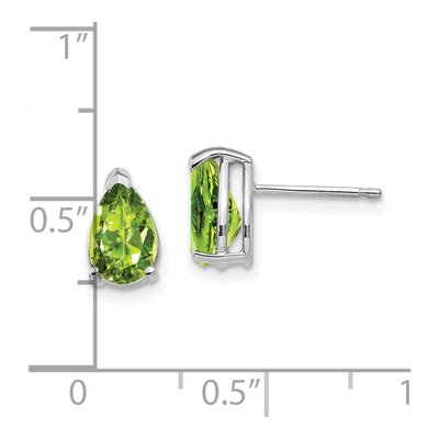 14K White Gold Peridot Pear Stud Earrings – view 4