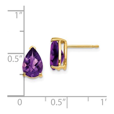 14K Yellow Gold Amethyst Pear Stud Earrings – view 4
