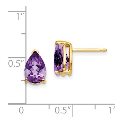 14K Yellow Gold Amethyst Pear Stud Earrings – view 5