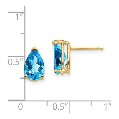 14K Yellow Gold Swiss Blue Topaz Pear Stud Earrings – view 5