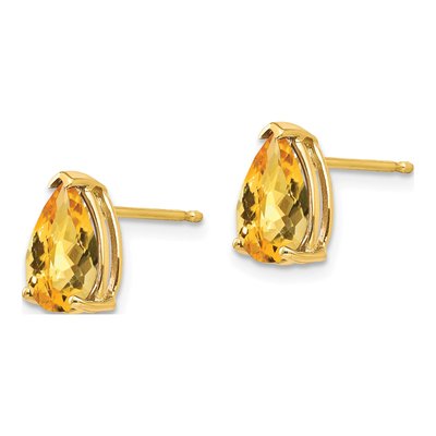 14K Yellow Gold Citrine Pear Stud Earrings – view 2