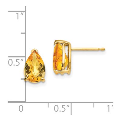 14K Yellow Gold Citrine Pear Stud Earrings – view 4