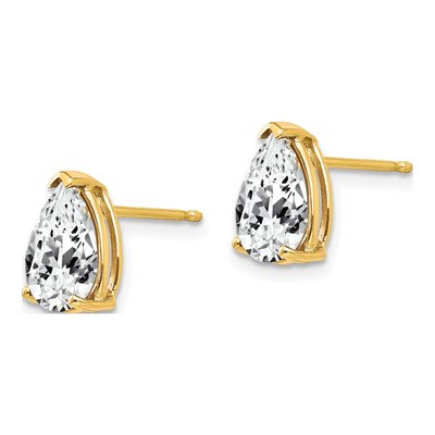 14K Yellow Gold CZ Pear Stud Earrings – view 2