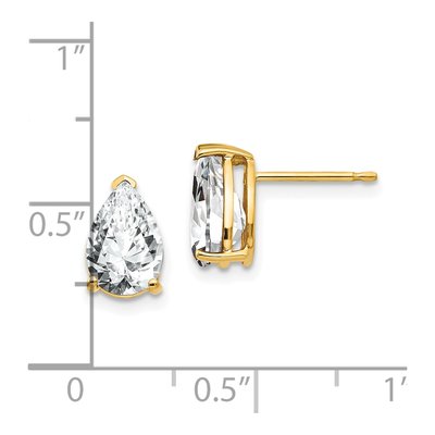 14K Yellow Gold CZ Pear Stud Earrings – view 4