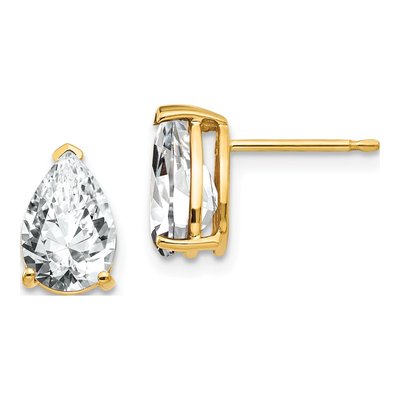 14K Yellow Gold CZ Pear Stud Earrings