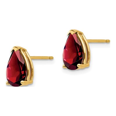 14K Yellow Gold Garnet Pear Stud Earrings – view 2