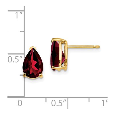 14K Yellow Gold Garnet Pear Stud Earrings – view 4