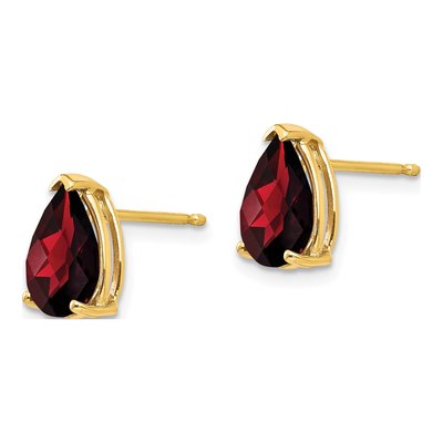 14K Yellow Gold Garnet Pear Stud Earrings – view 2