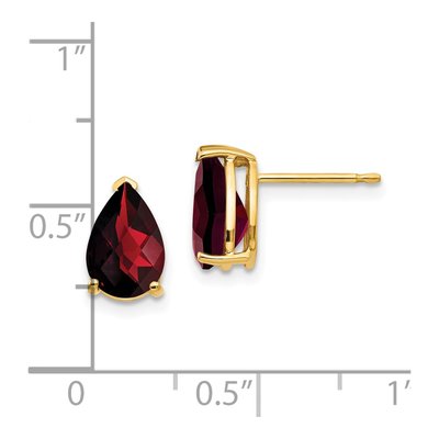 14K Yellow Gold Garnet Pear Stud Earrings – view 4