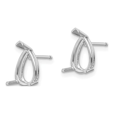 14K White Gold Pear Earring Mounting – view 3