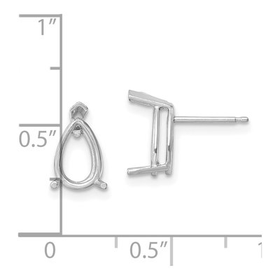 14K White Gold Pear Earring Mounting – view 4