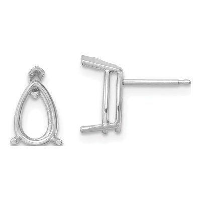 14K White Gold Pear Earring Mounting
