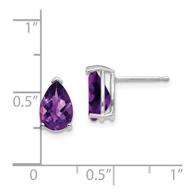 14K White Gold Amethyst Pear Stud Earrings – view 4