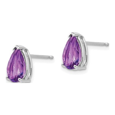 14K White Gold Amethyst Pear Stud Earrings – view 2