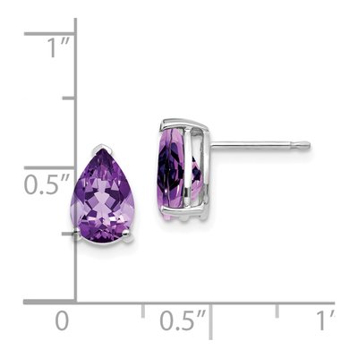 14K White Gold Amethyst Pear Stud Earrings – view 4