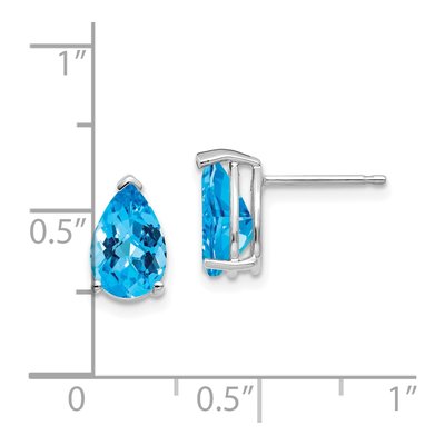 14K White Gold Swiss Blue Topaz Pear Stud Earrings – view 4