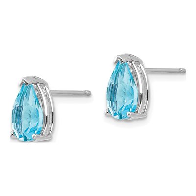 14K White Gold Swiss Blue Topaz Pear Stud Earrings – view 3