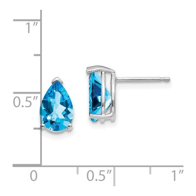 14K White Gold Swiss Blue Topaz Pear Stud Earrings – view 5